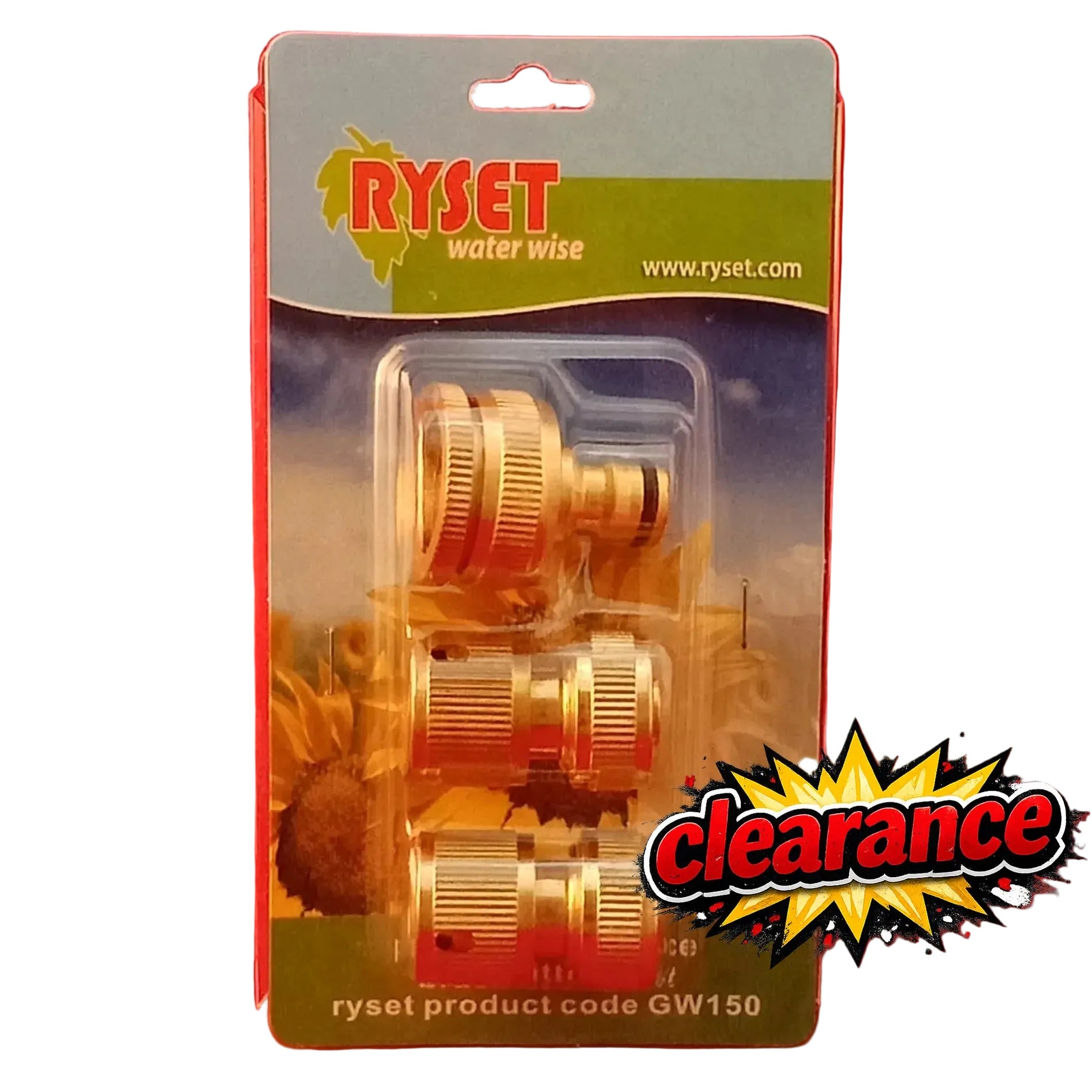 CLEARANCE - RYSET GW150 Premium 12mm 3 Piece Brass Fitting Set