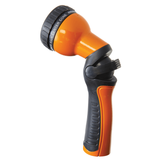 Orange Dramm Revolution 9-pattern spray gun with black ergonomic grip and adjustable nozzle.