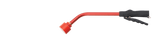 Red Dramm Touch N Flow Rainwand, 16-inch, with black ergonomic grip and lever-activated valve.
