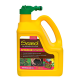 Yellow 2L Seasol Advanced hose-on plant tonic with green nozzle, promoting growth and soil health.