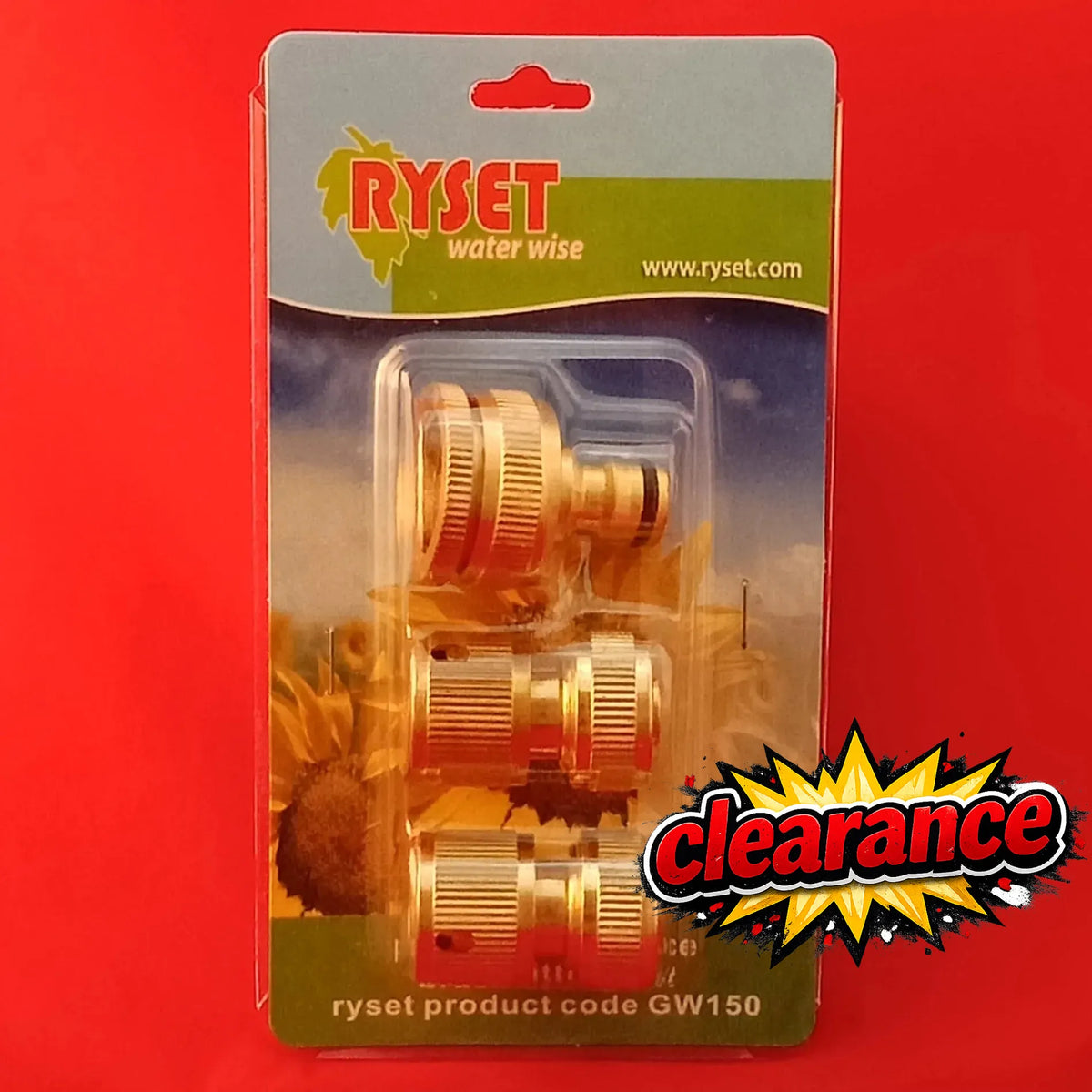 CLEARANCE - RYSET GW150 Premium 12mm 3 Piece Brass Fitting Set