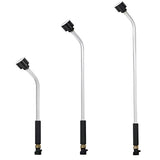 Three Dramm Rain Wands: 16", 24", and 30" long, with clear shafts, black grips, and angled nozzles.