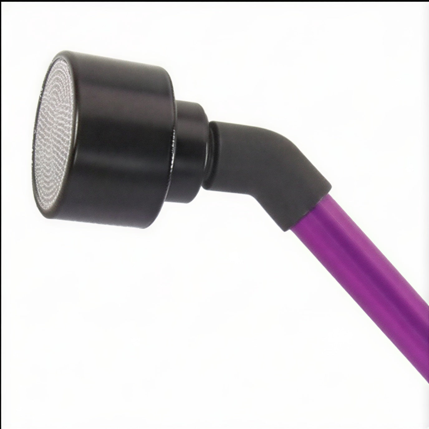 Dramm One Touch Rainwand 16in Berry, purple aluminum wand with black rubber grip and shower head.