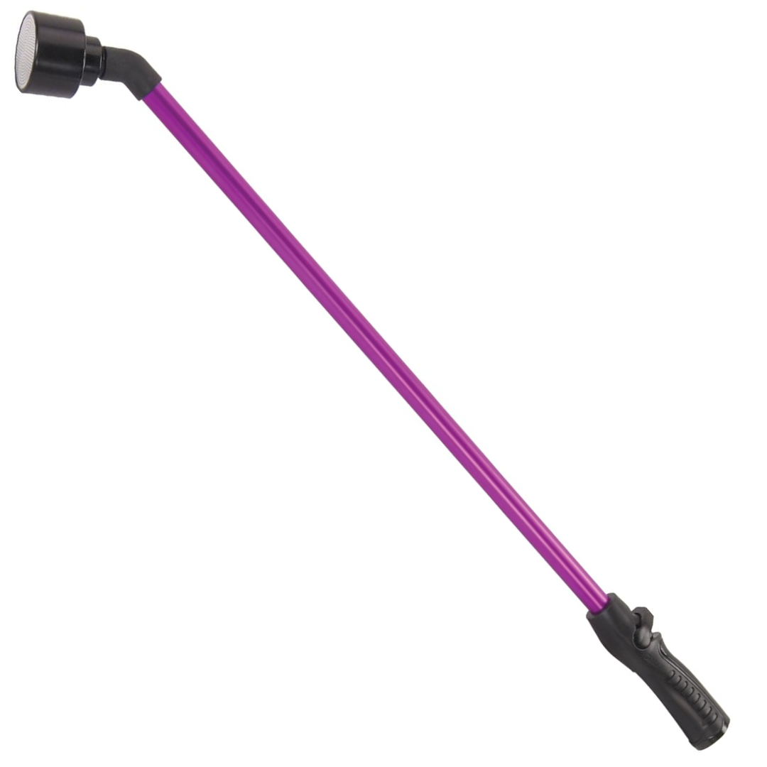 Dramm One Touch Rainwand 16in Berry, a purple aluminum watering wand with black rubber grip and nozzle.