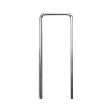 Silver metal U-shaped garden stake pin, 200x30x4mm, for securing landscape fabric.