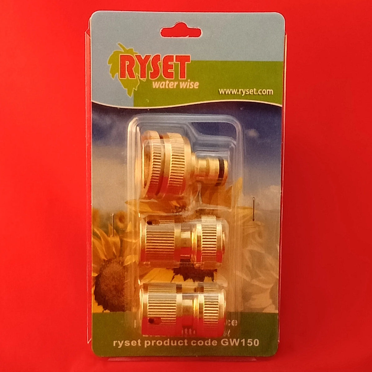 CLEARANCE - RYSET GW150 Premium 12mm 3 Piece Brass Fitting Set